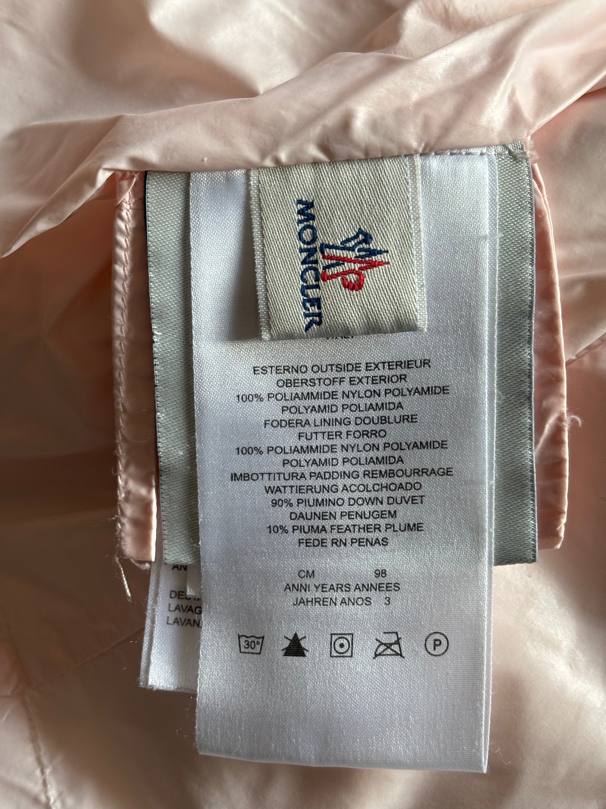 Doudoune ski rose Moncler 3 ans