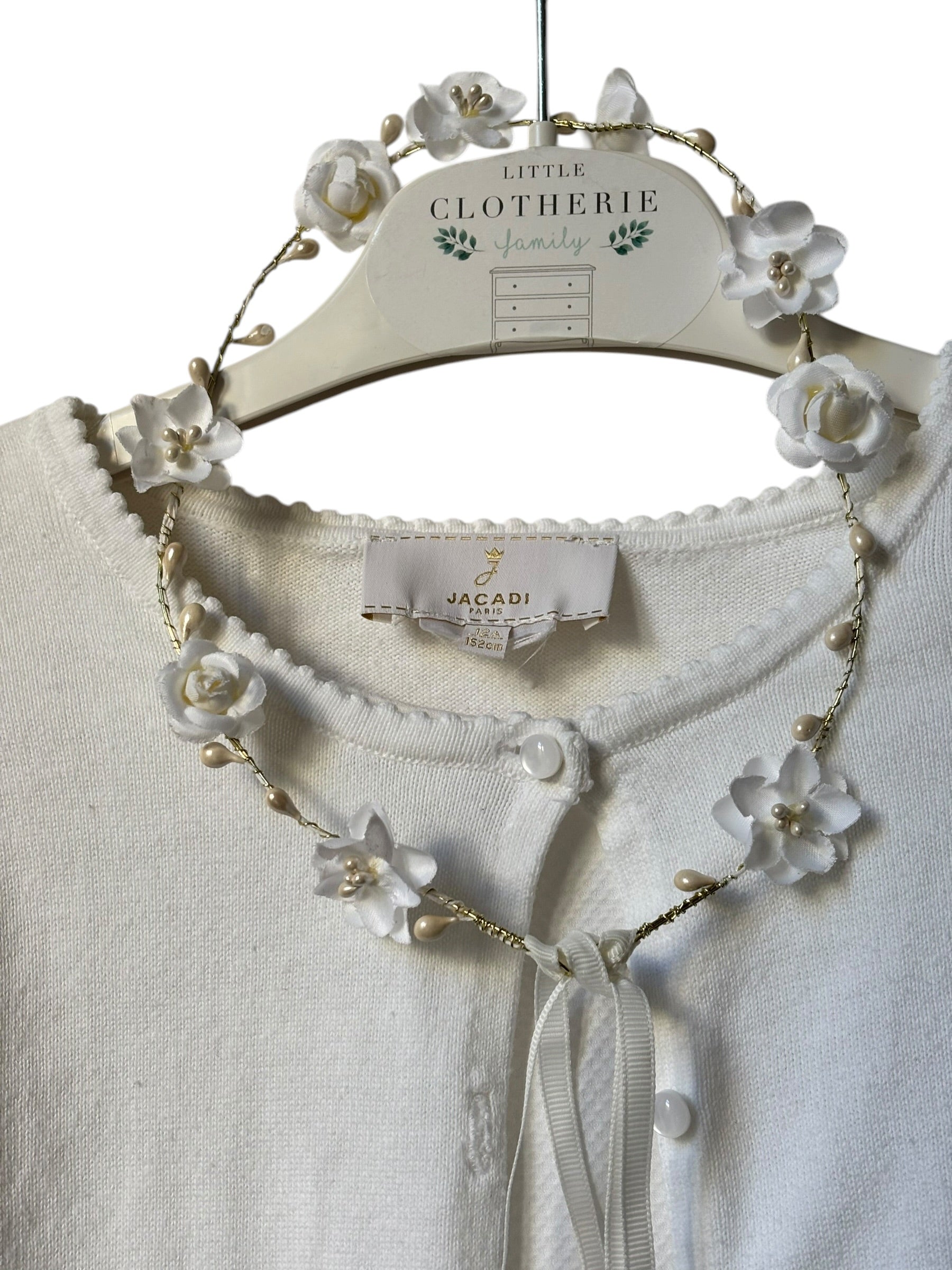 Robe Jacadi Cérémonie 12 ans + cardigan + couronne