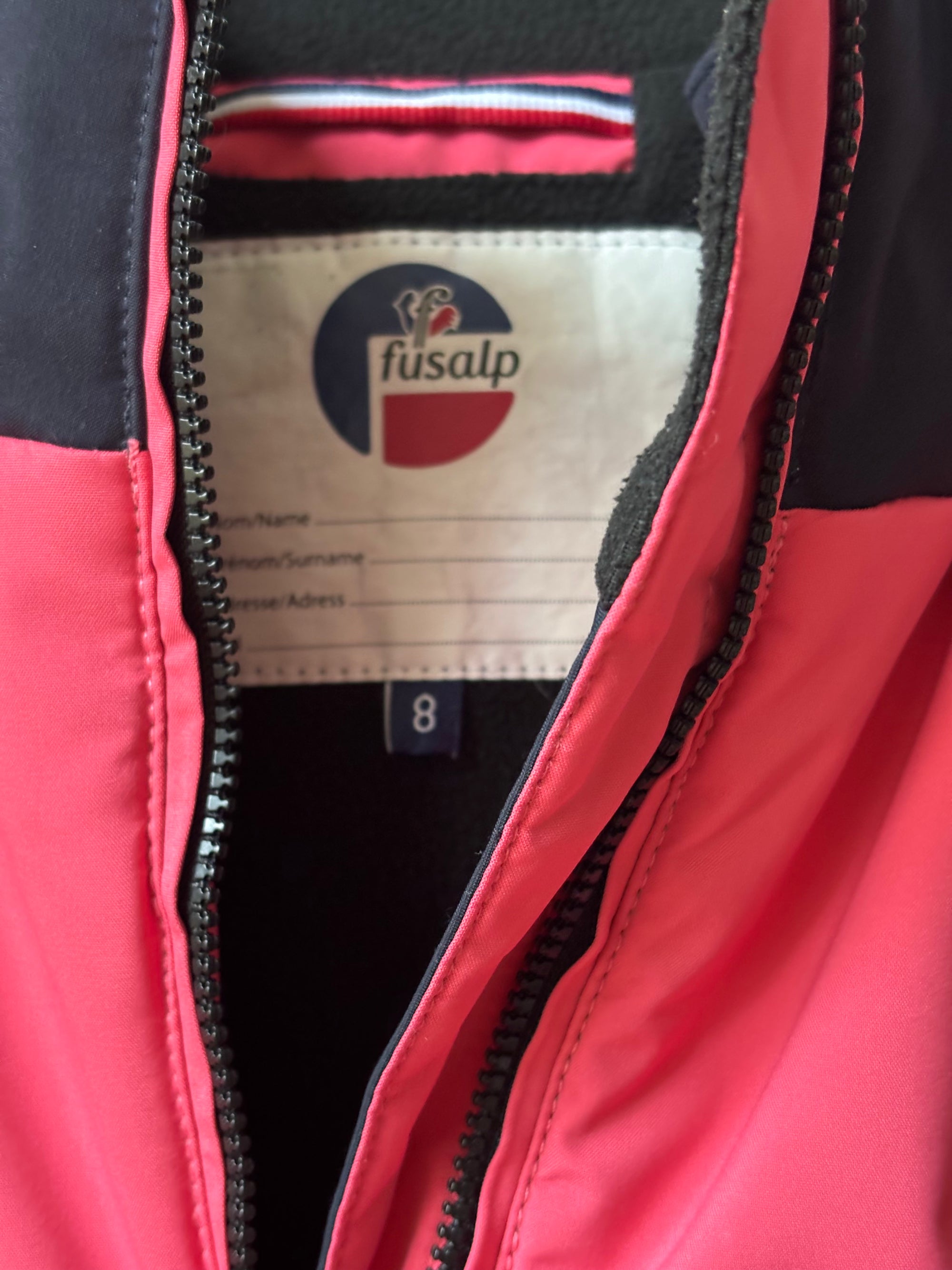 Veste ski rose/marine Fusalp 8 ans