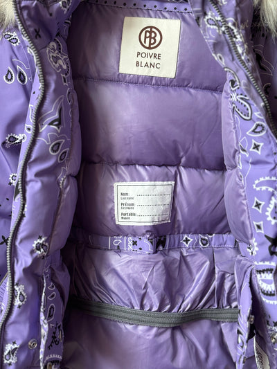 Veste ski Poivre Blanc mauve motifs PAISLEY 4 ans