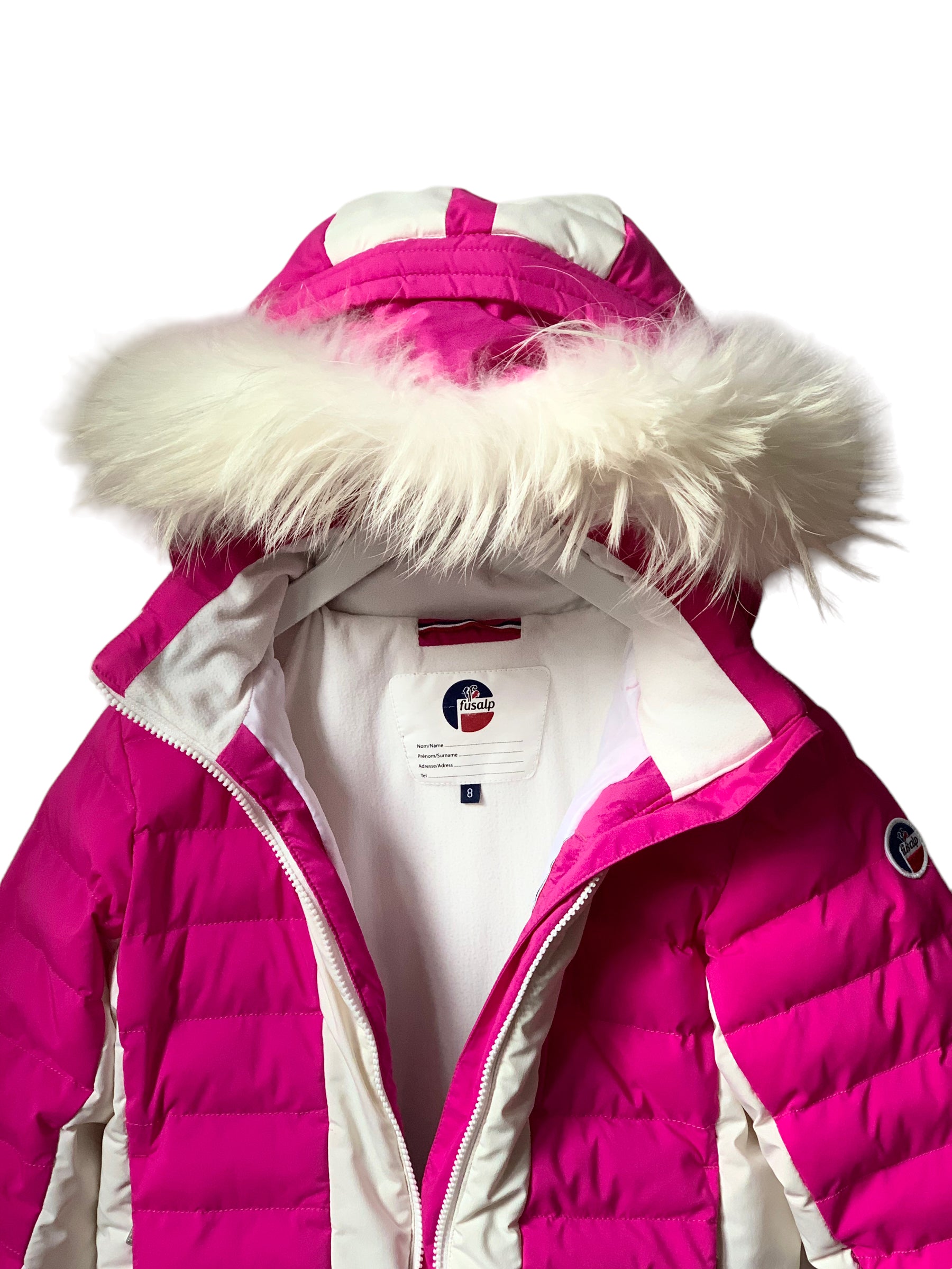 Veste ski rose et blanc fille Fusalp 8 ans