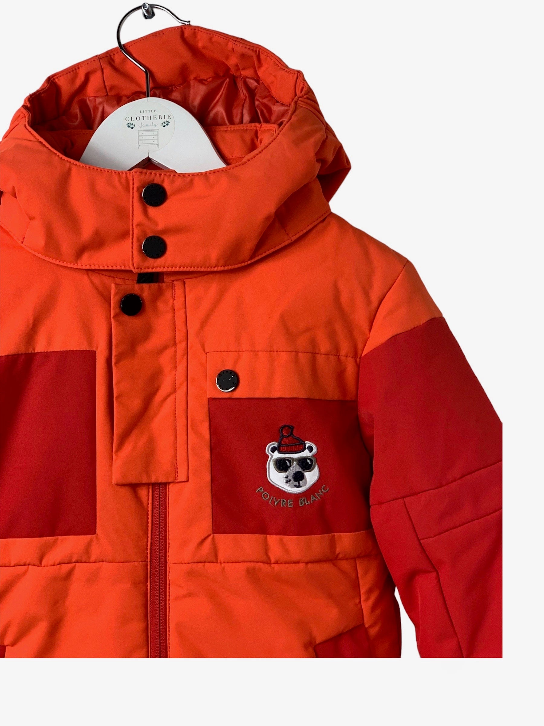Tenue de ski Poivre Blanc rouge et orange 4/6 ans