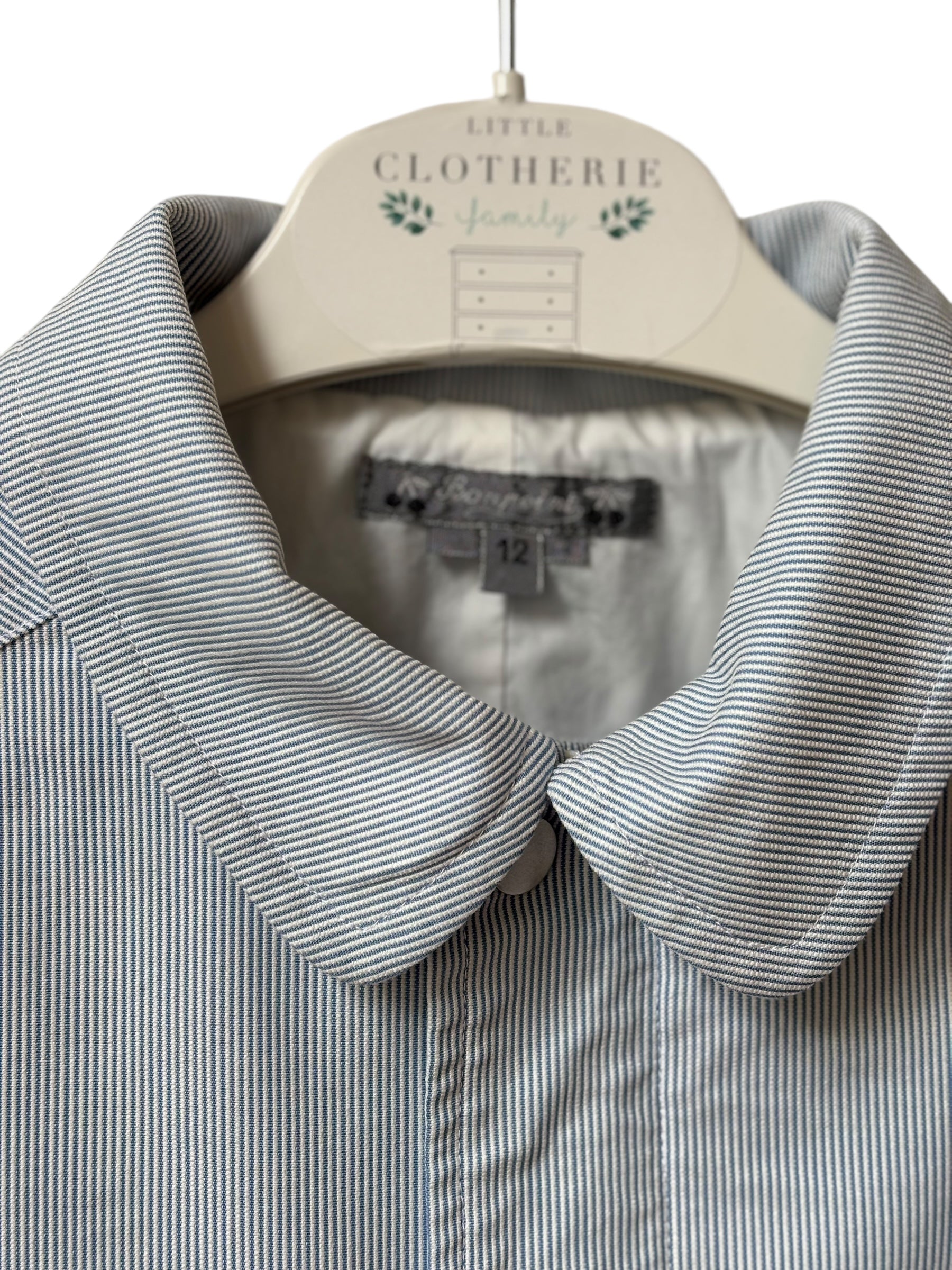 Veste Blouson Bonpoint 12 ans rayée bleu et blanche