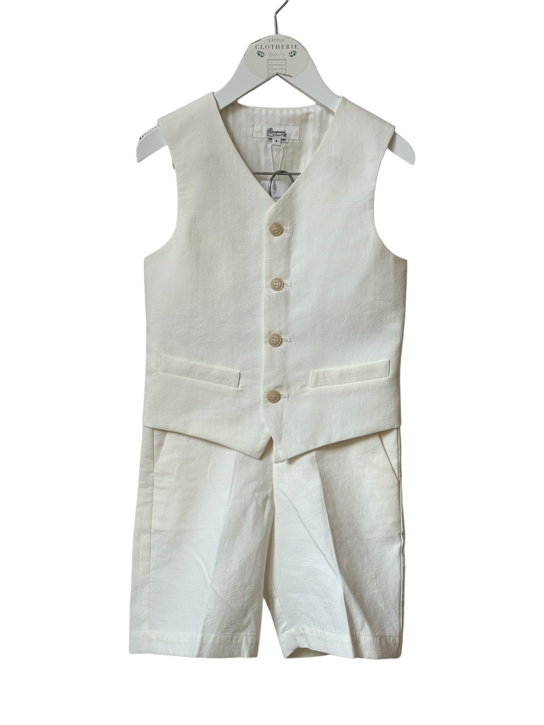 Costume 3 pièces Bonpoint blanc lait 8 ans