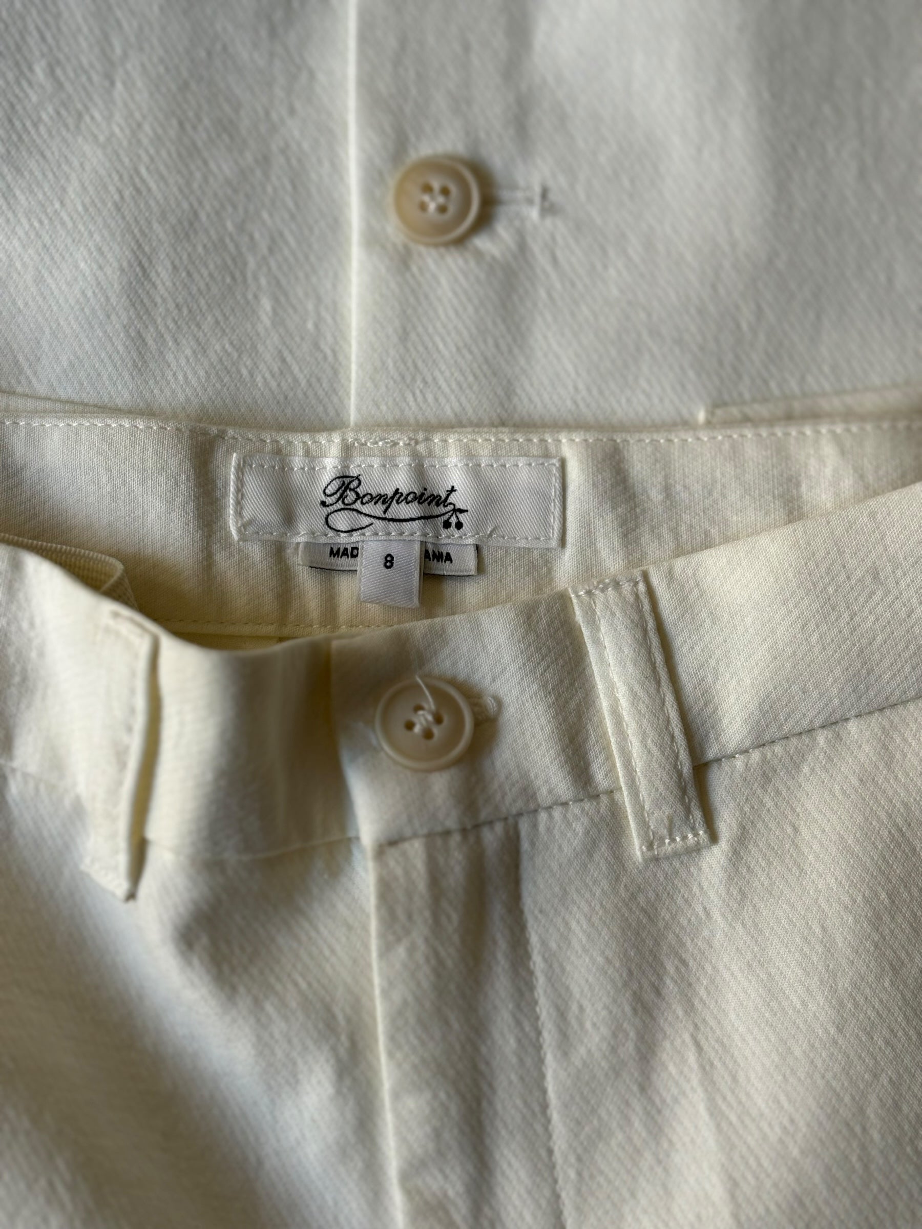 Costume 3 pièces Bonpoint blanc lait 8 ans