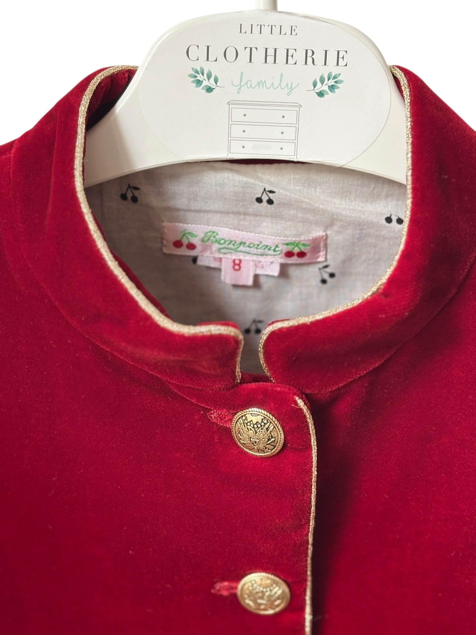 Veste velours rouge bordeaux Bonpoint 8 ans (mixte)