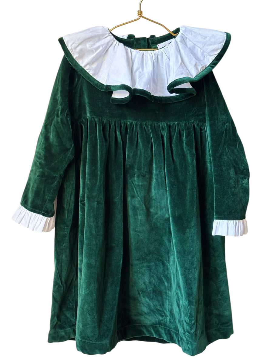 Robe Mrs Francoise velours vert 10 ans
