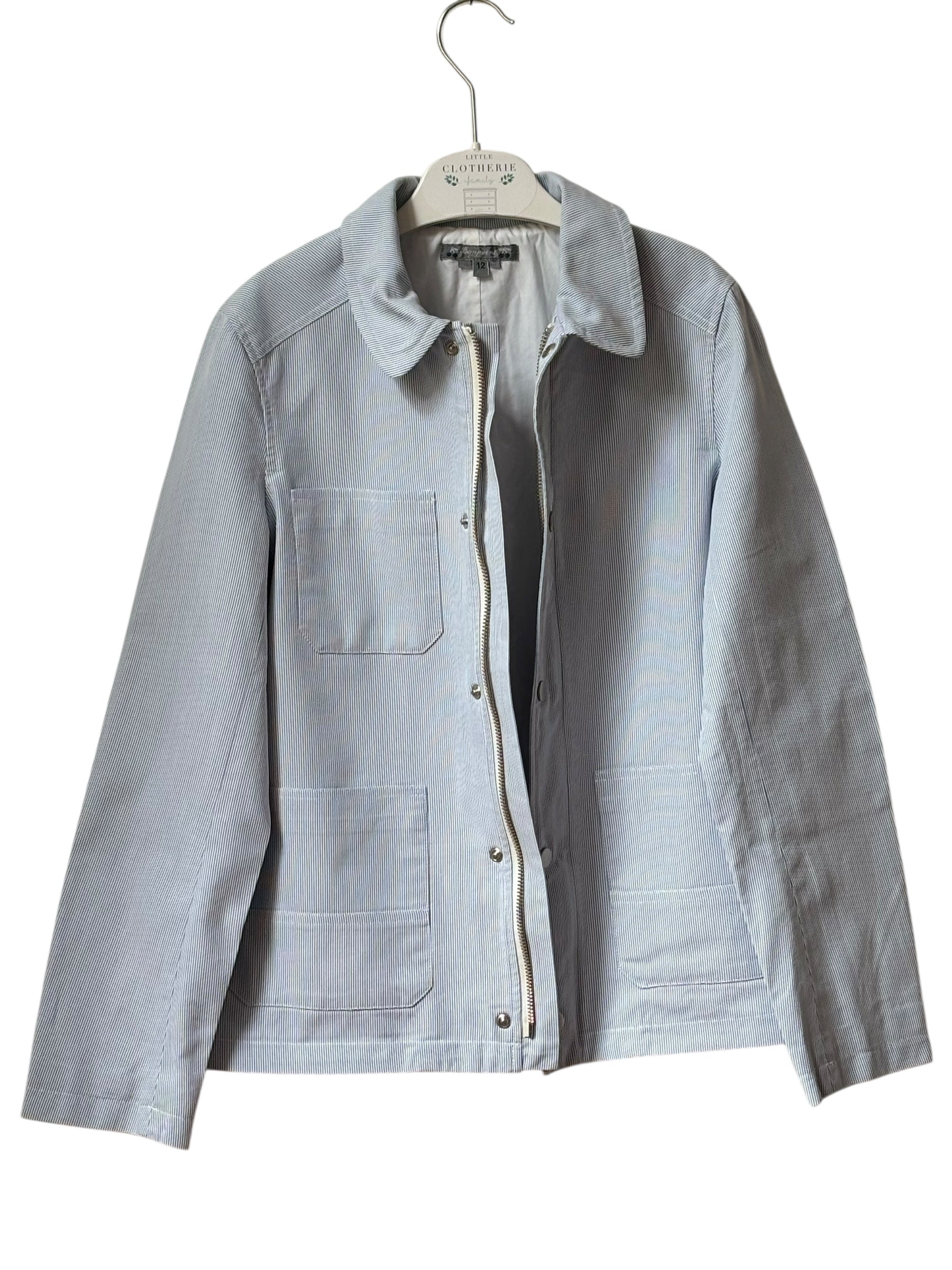 Veste Blouson Bonpoint 12 ans rayée bleu et blanche