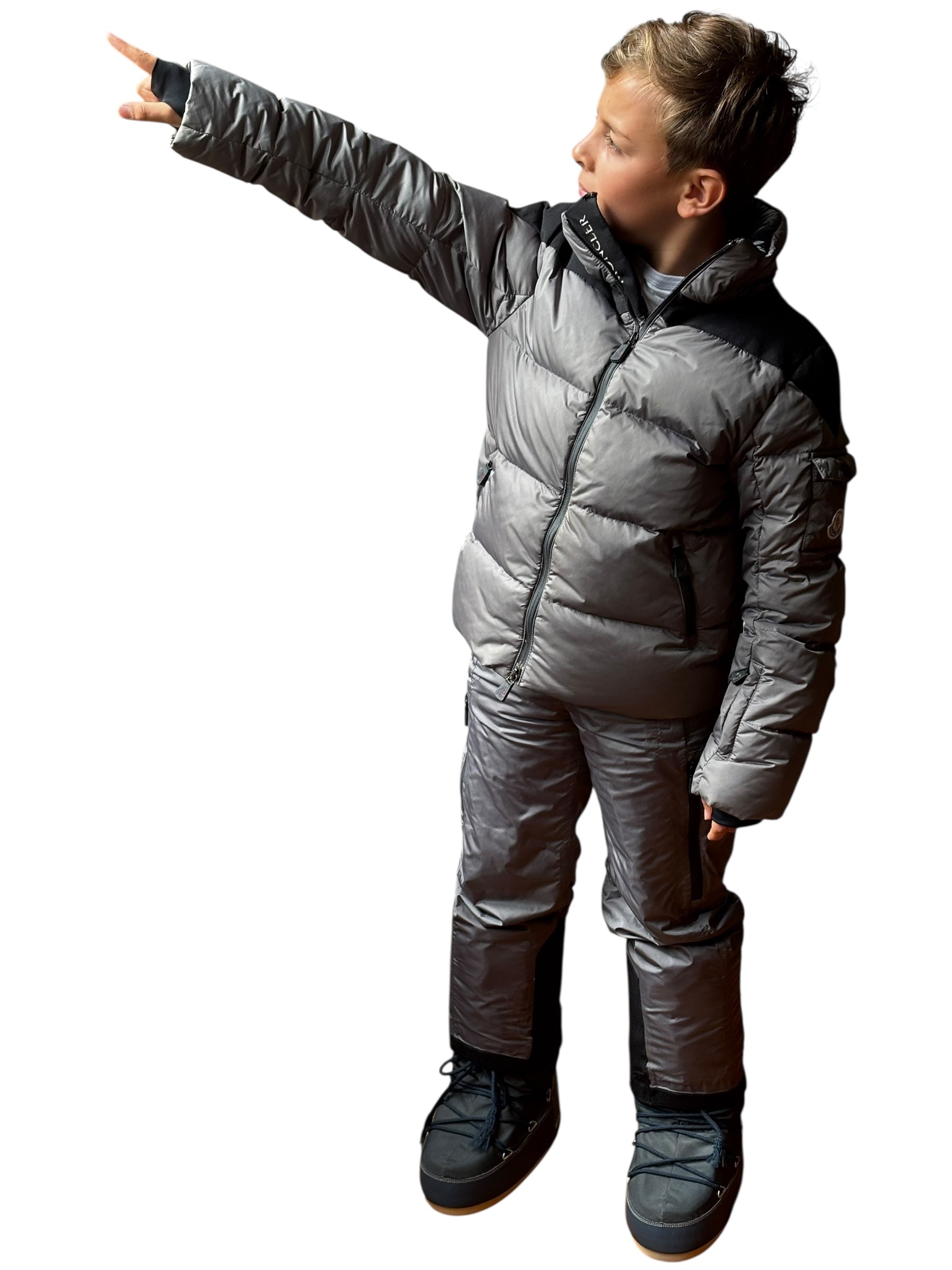 Ensemble ski gris argent Moncler 8 ans