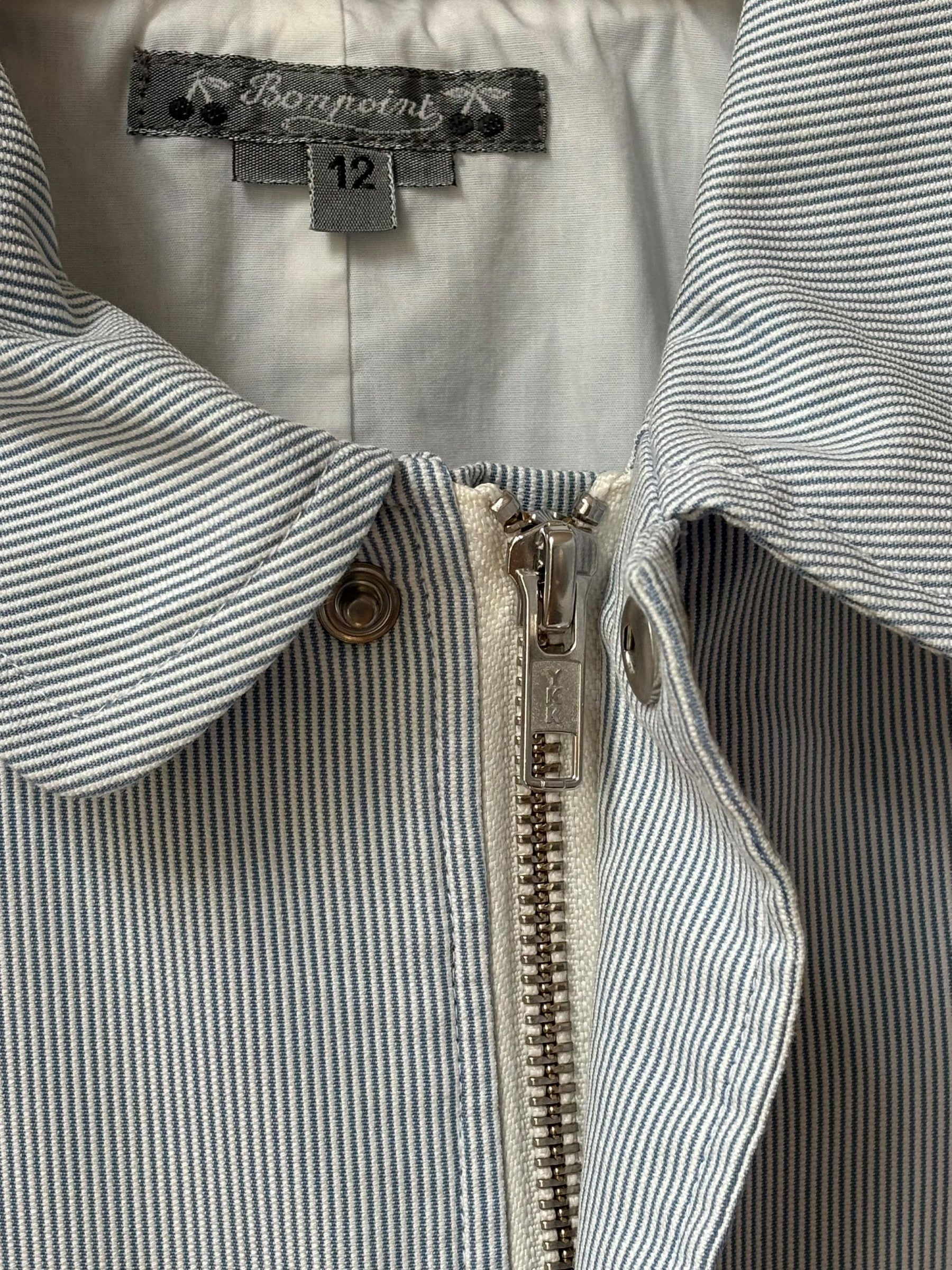 Veste Blouson Bonpoint 12 ans rayée bleu et blanche