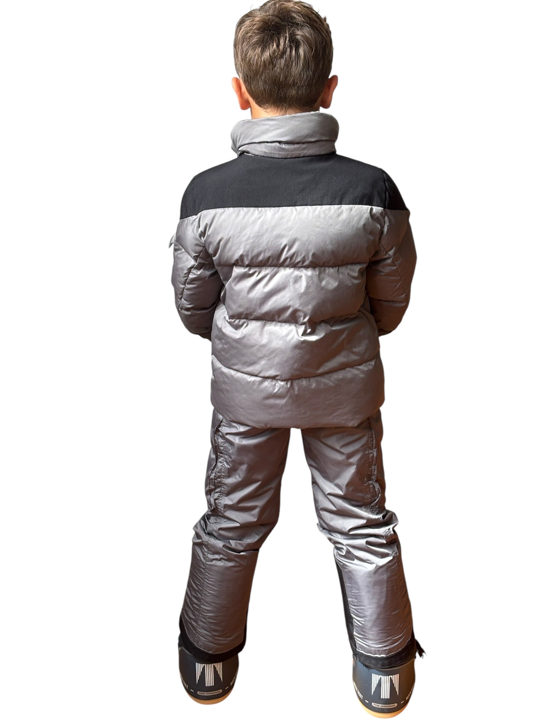 Ensemble ski gris argent Moncler 8 ans