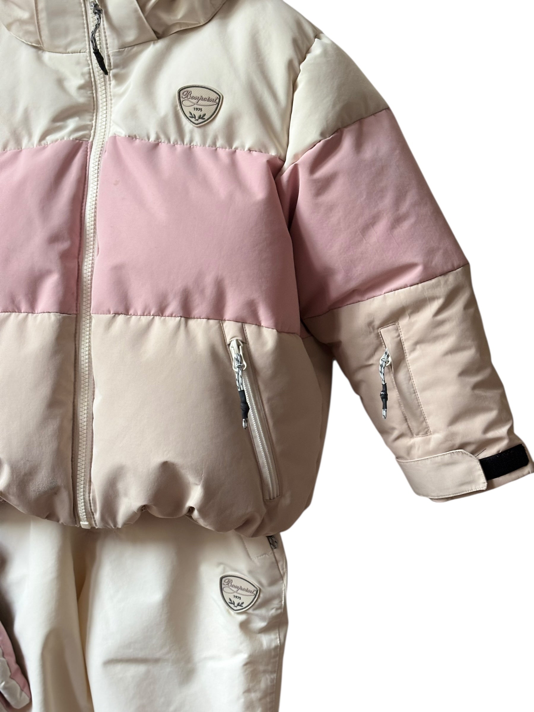 Tenue de ski Bonpoint rose beige et blanc 8 ans