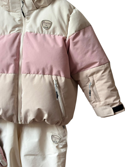 Tenue de ski Bonpoint rose beige et blanc 8 ans