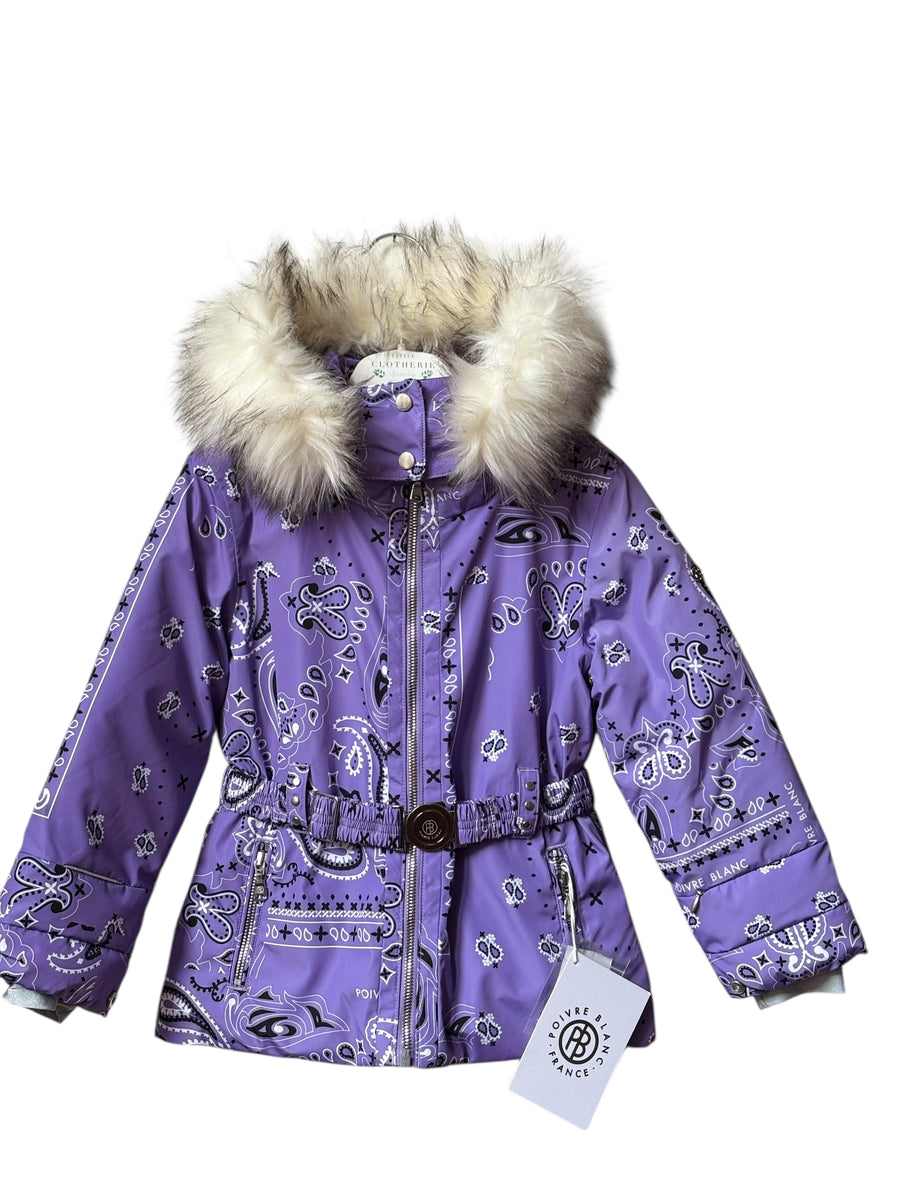 Veste ski Poivre Blanc mauve motifs PAISLEY 4 ans
