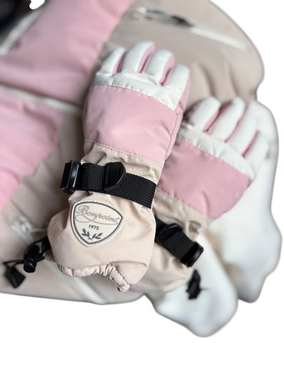 Tenue de ski Bonpoint rose beige et blanc 8 ans