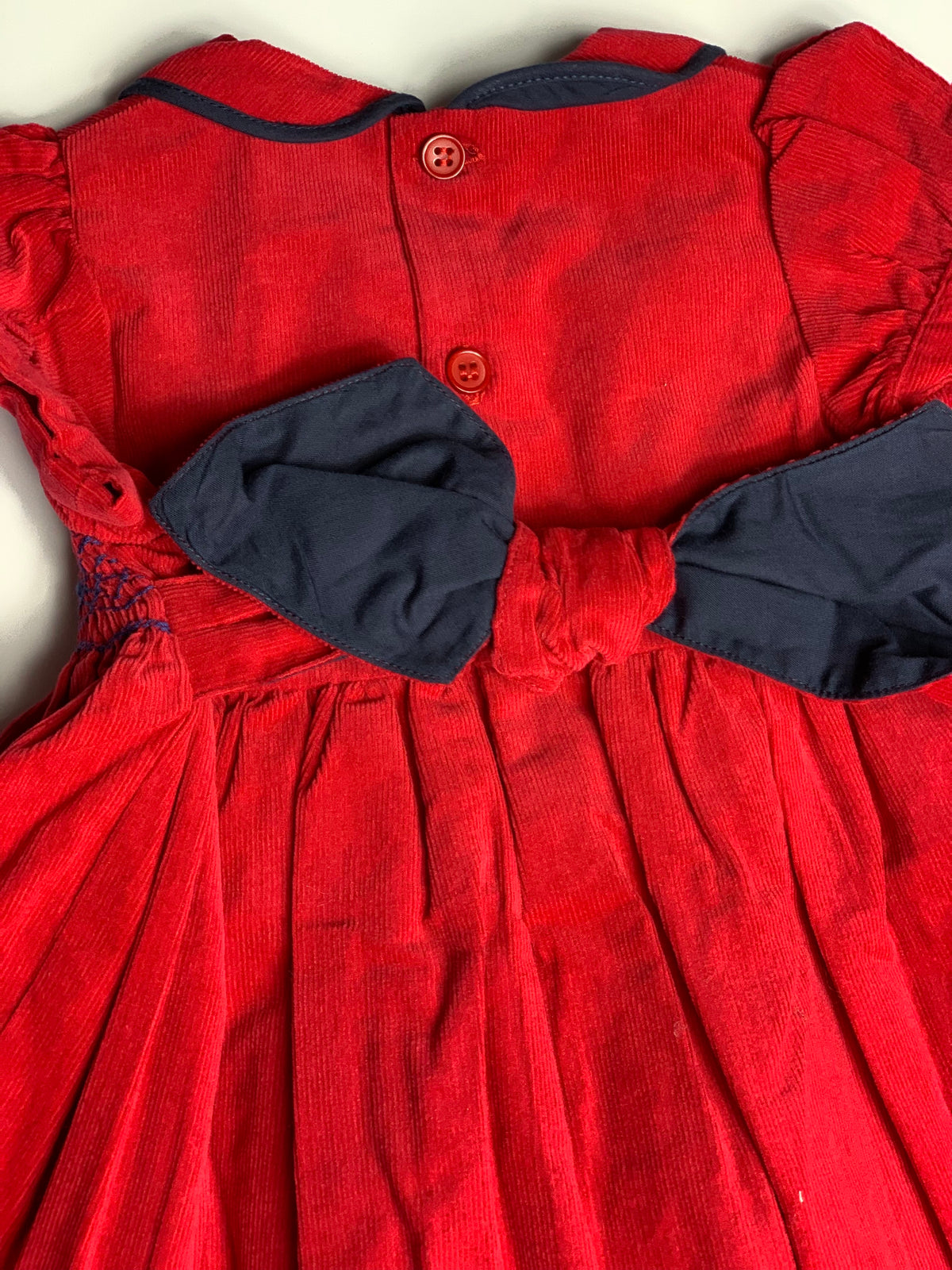 Robe KIDIWI à smocks velours rouge (2) 12 mois