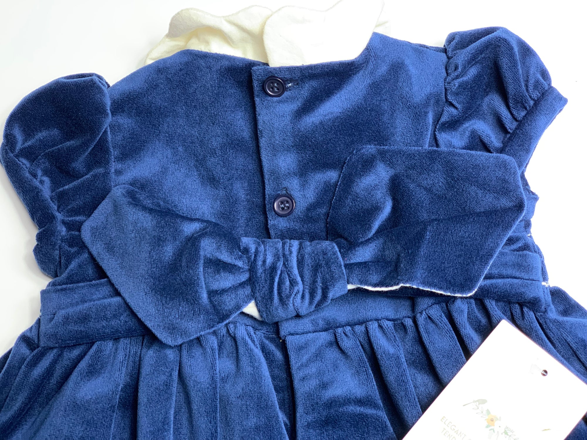 Robe KIDIWI a smocks velours bleu roi 12 mois Little.Clotherie.Family