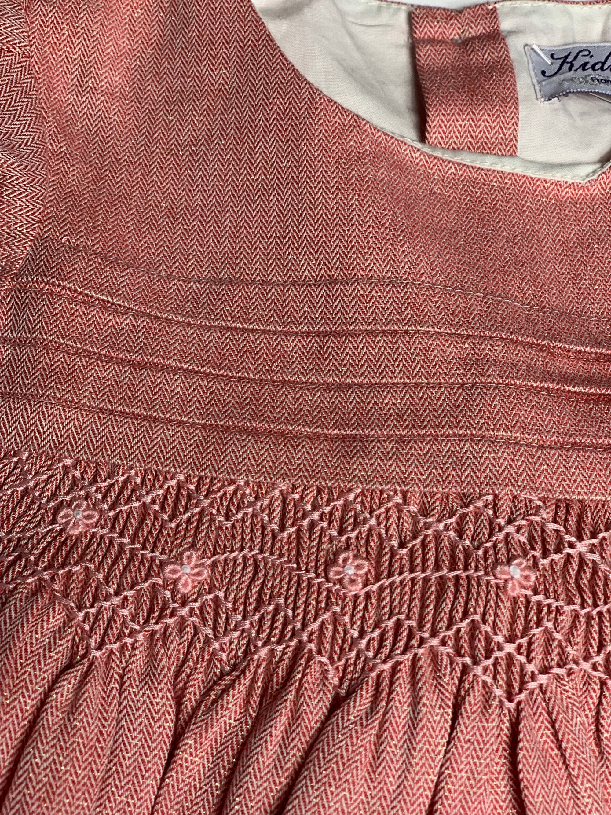 Robe KIDIWI à smocks rose 12 mois