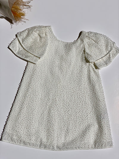 Robe Tartine et Chocolat blanche broderies boules 10 ans