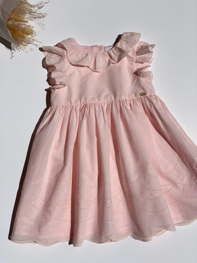 Robe Tartine et Chocolat rose pale voile brodé 6 mois