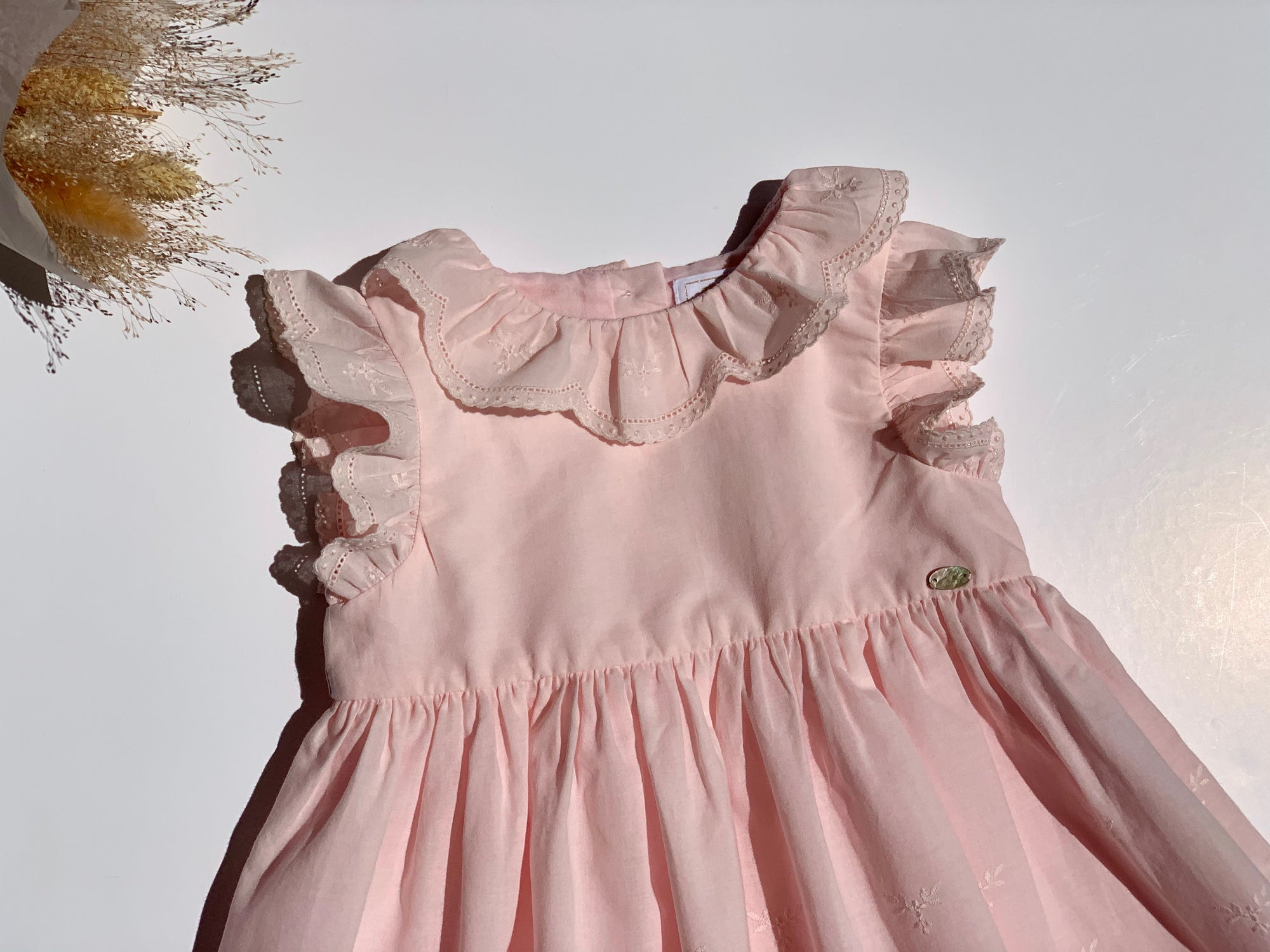 Robe Tartine et Chocolat rose pale voile brodé 3 mois