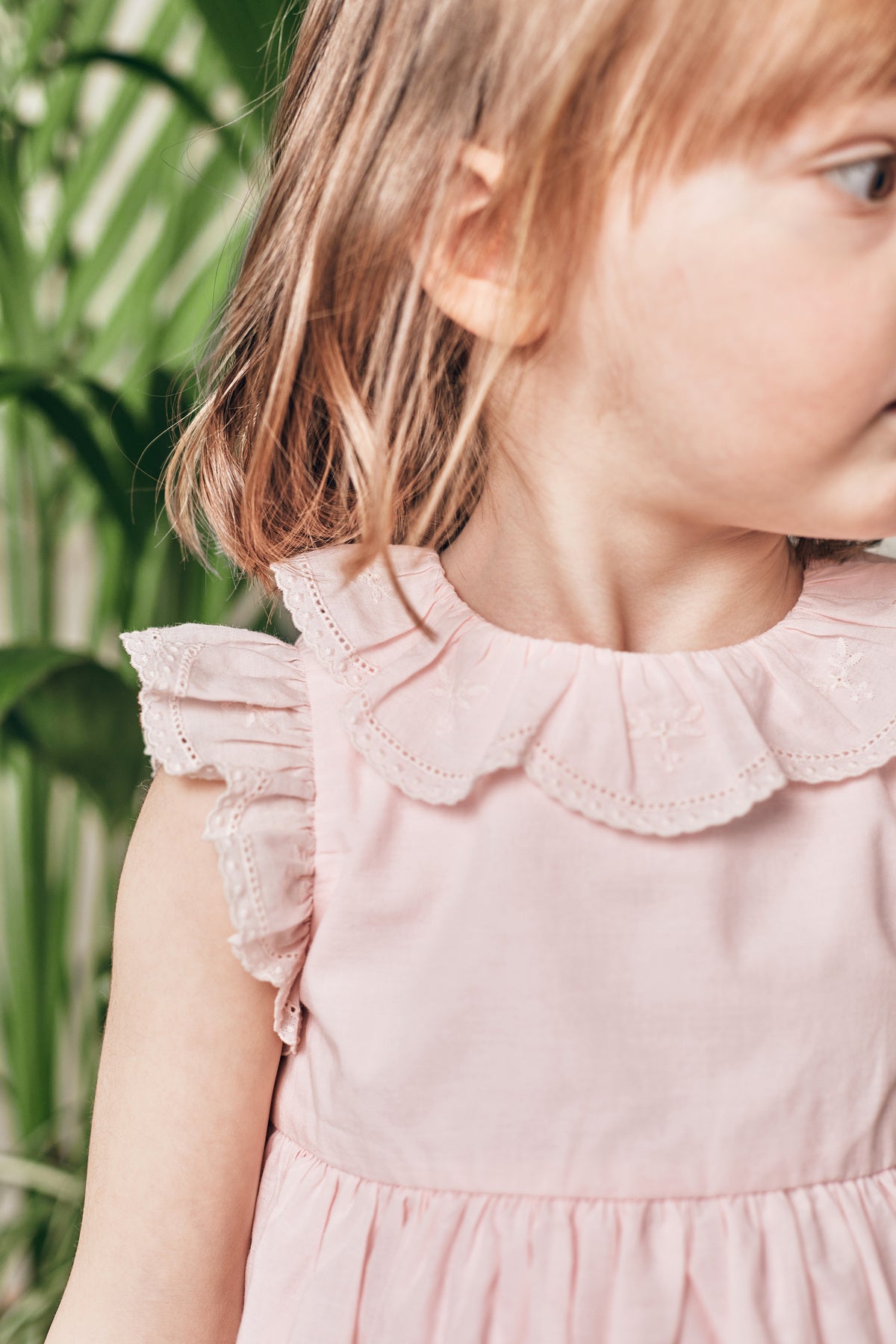 Robe Tartine et Chocolat rose pale voile brodé 3 mois