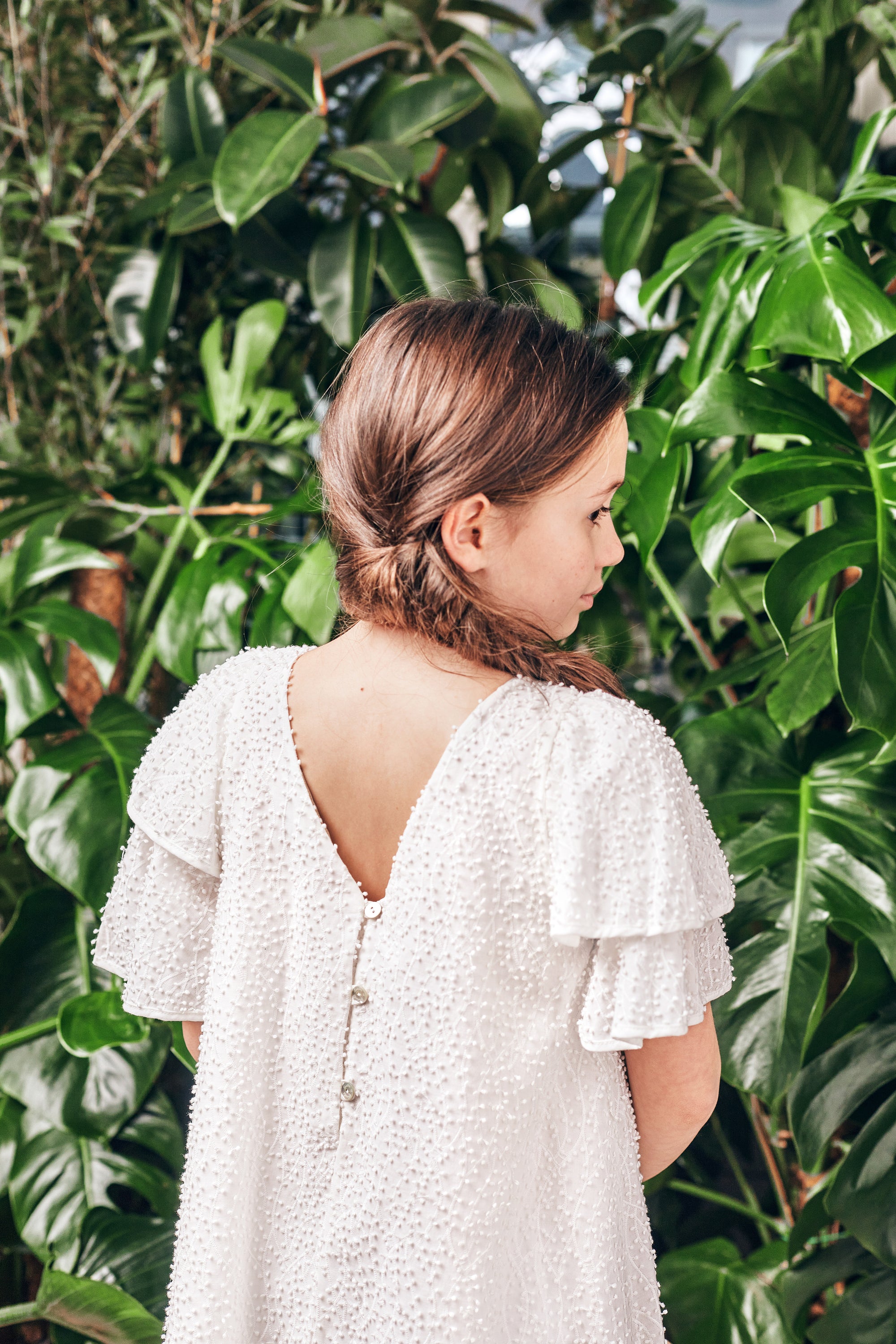 Robe Tartine et Chocolat blanche broderies boules 8 ans