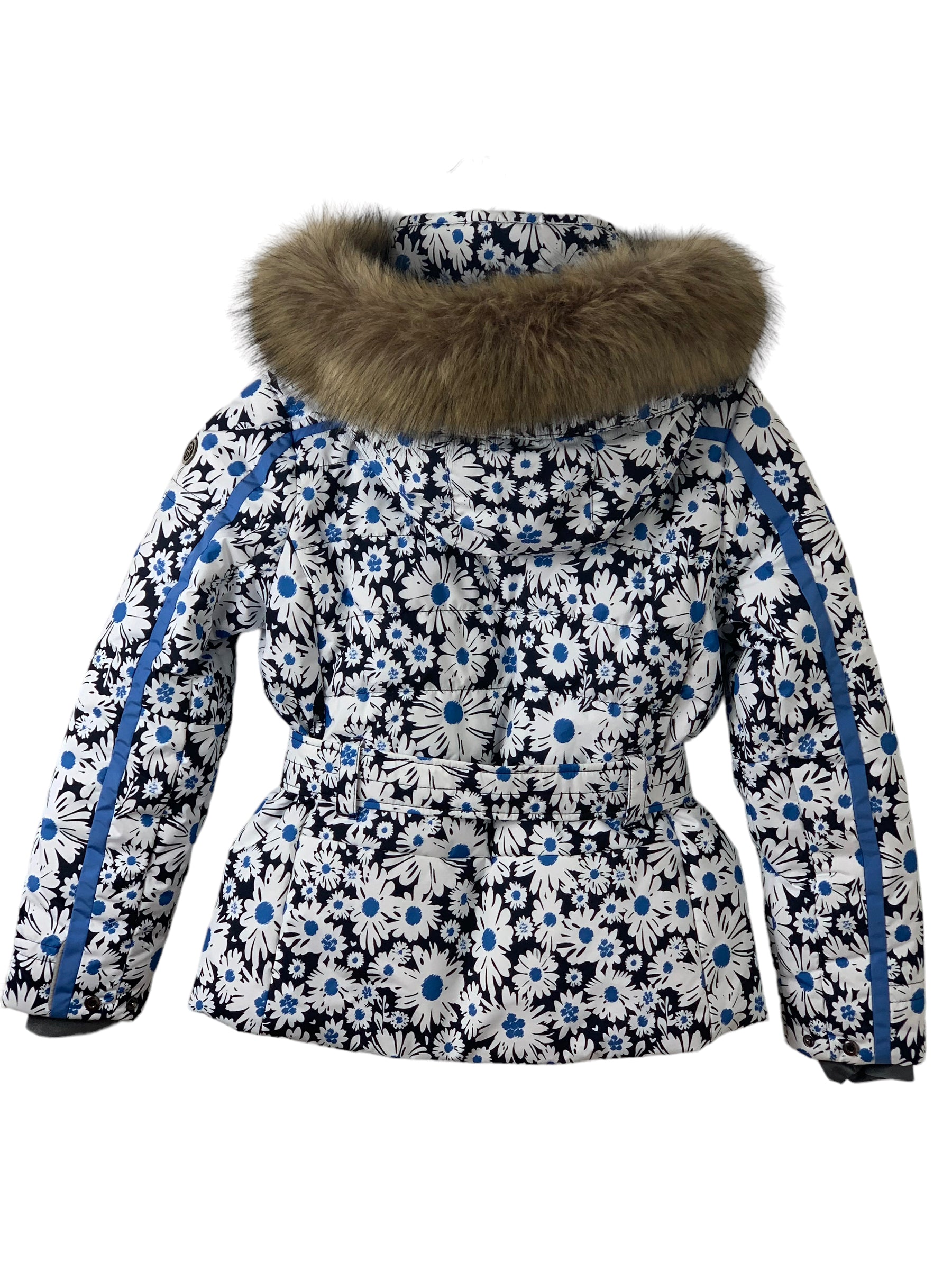 Veste ski Poivre Blanc fleurs marine et blanc 10 ans