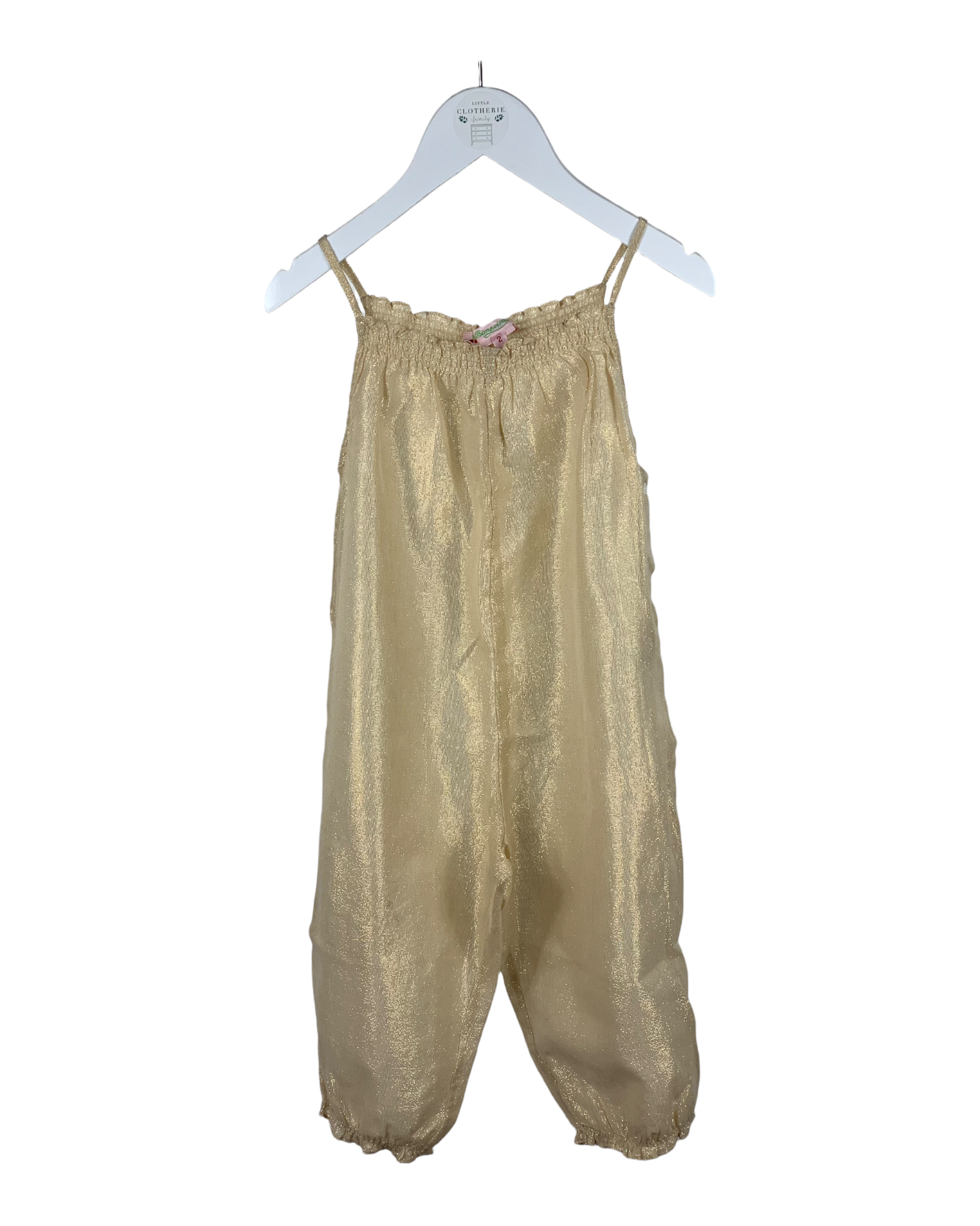 Ensemble combinaison + cardigan doré  Bonpoint 2 ans