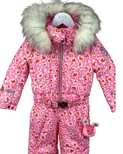 Combinaison rose motifs ski Poivre Blanc 2 ans