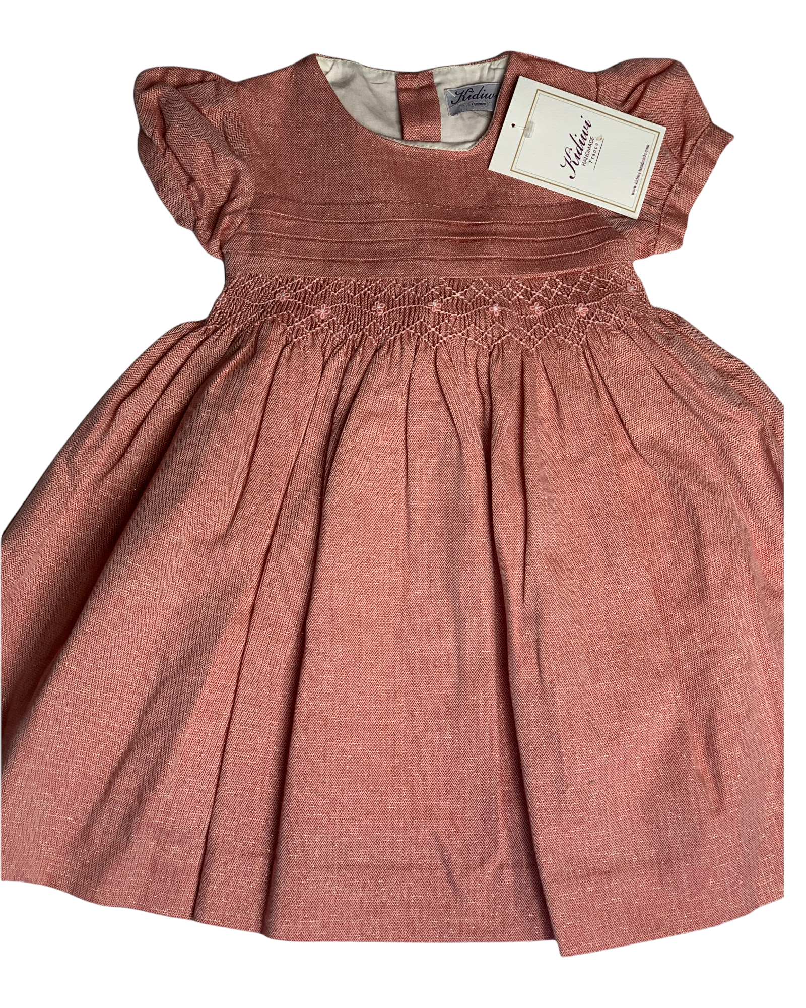 Robe KIDIWI à smocks rose 12 mois