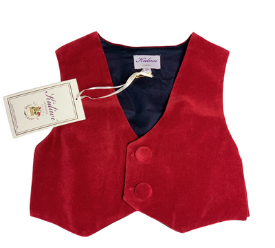 Gilet de Cérémonie Garçon velours rouge KIDIWI 2 ans