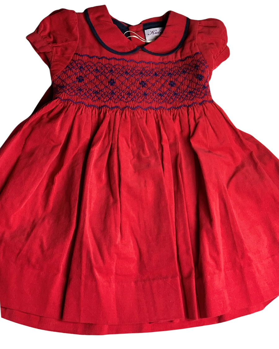 Robe KIDIWI à smocks velours rouge (2) 12 mois