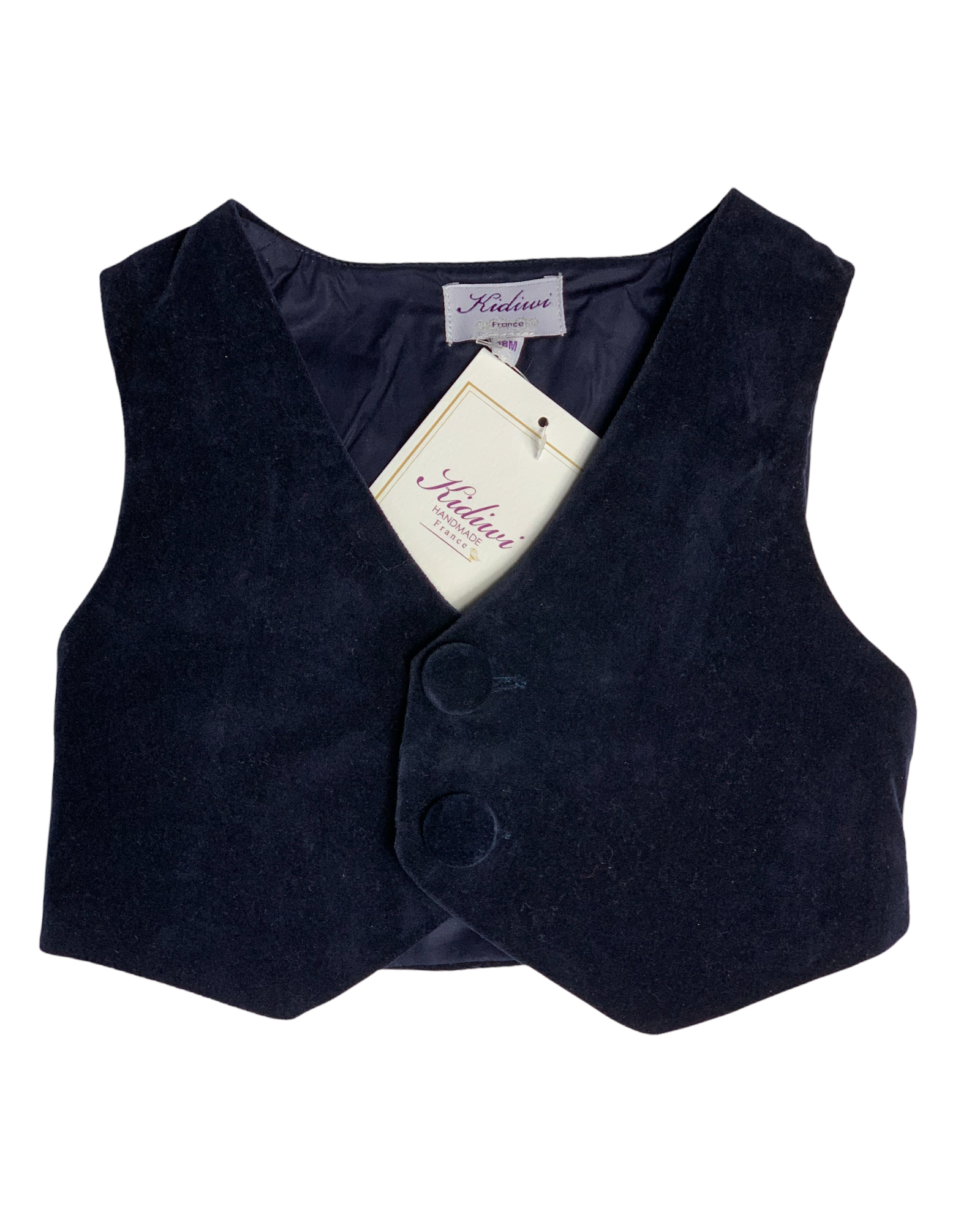 Gilet de Cérémonie Garçon velours marine KIDIWI 18 mois