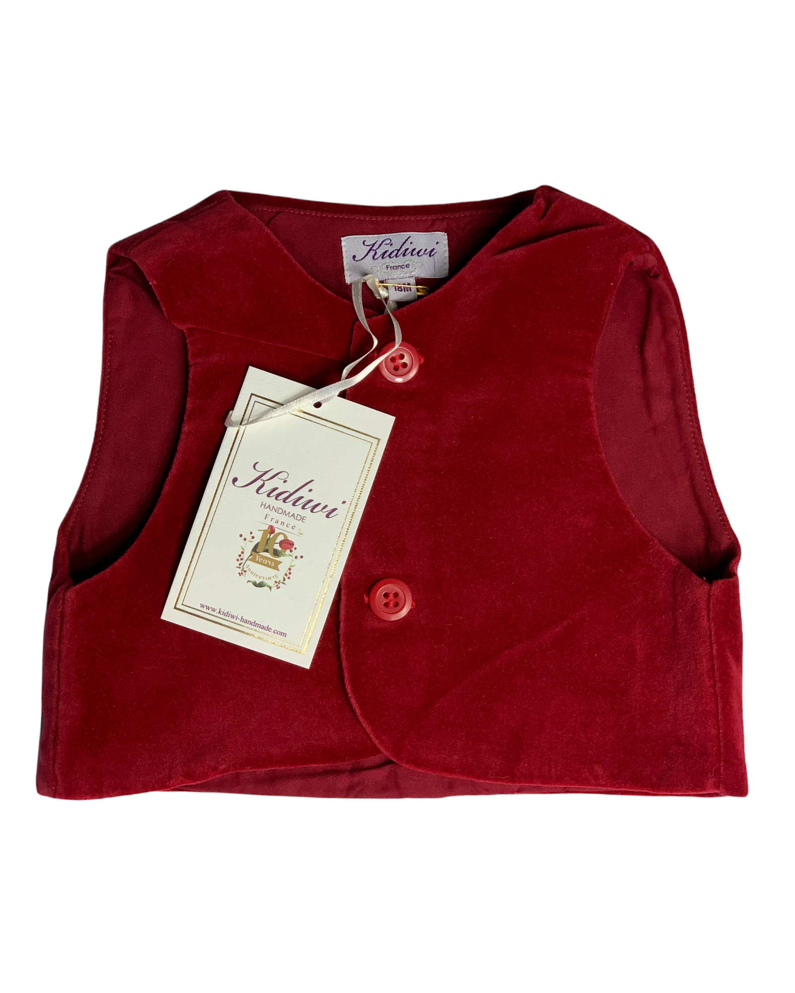 Gilet de Cérémonie Garçon velours rouge KIDIWI 18 mois