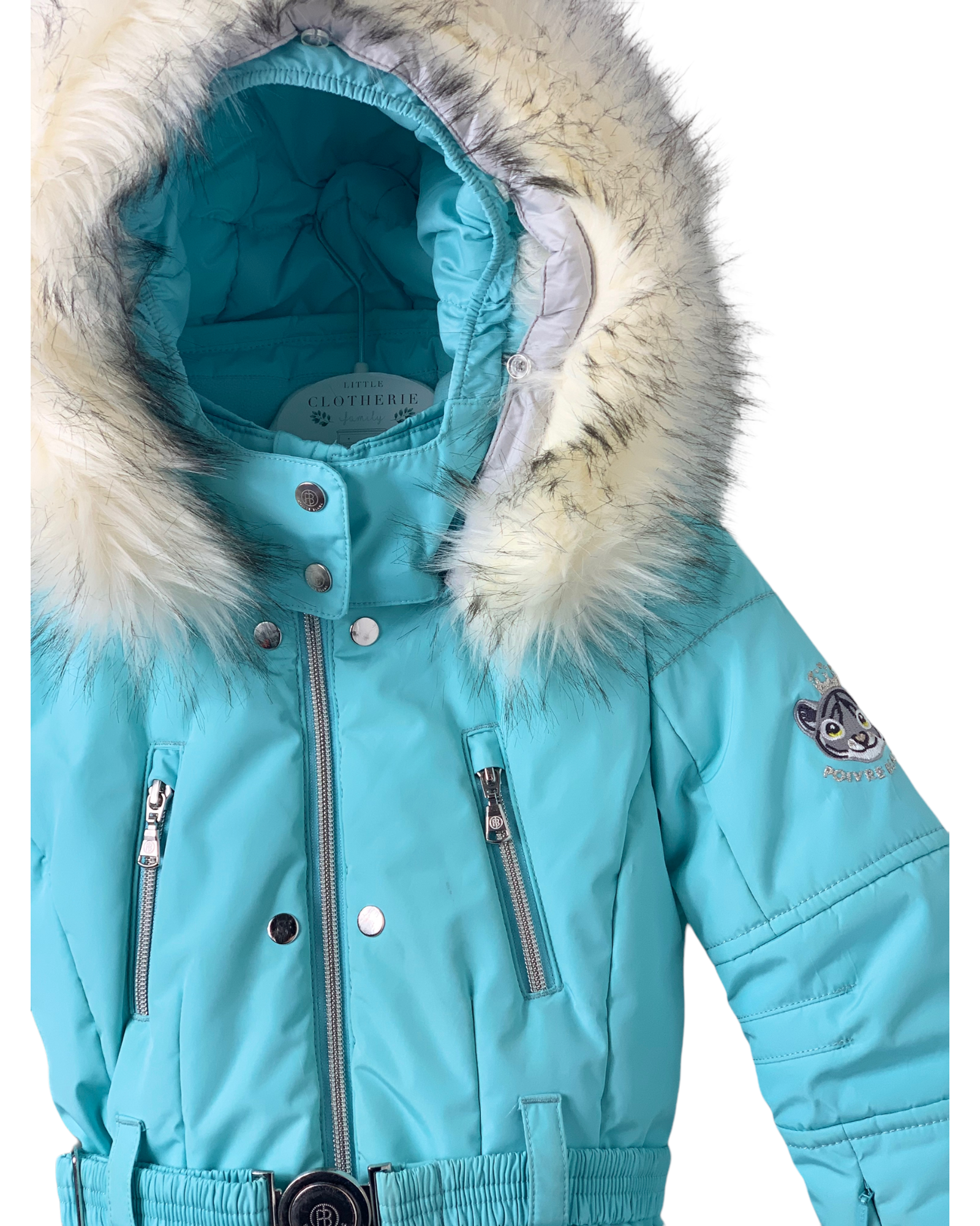Ensemble ski Poivre Blanc bleu ciel turquoise 6 ans